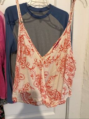 Sugar Cream White Cami with Orange Floral Paisley Print